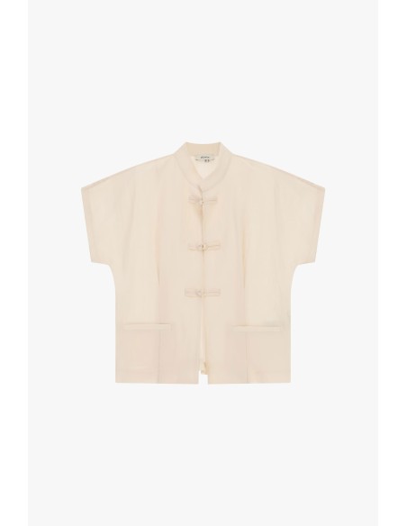 Korte blouse met knoopsluiting en borstzakken Dixie