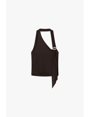 Asymmetrische top met gouden brochedetail Dixie
