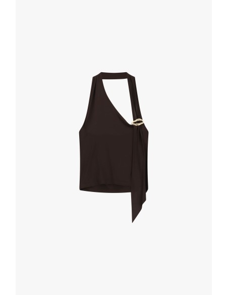Asymmetrische top met gouden brochedetail Dixie