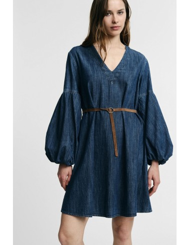 Korte jurk met wijde mouwen en riem Please