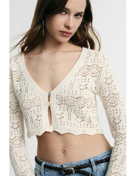 Kort geperforeerd vest met lange mouwen Please