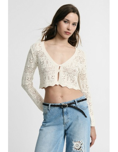 Kort geperforeerd vest met lange mouwen Please
