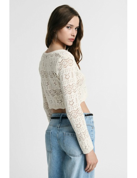Kort geperforeerd vest met lange mouwen Please