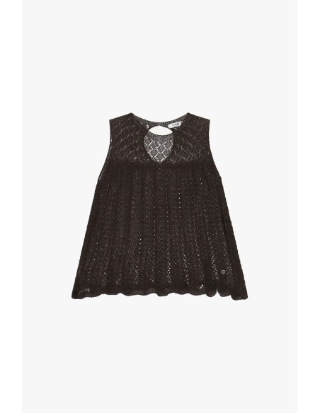 Mouwloze geperforeerde top met cut-outdetail Please
