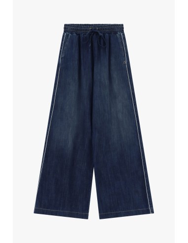 Wide leg-jeans met elastische tailleband en trekkoord in de taille Please