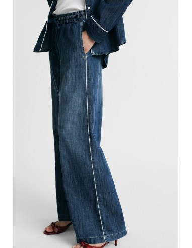 Wide leg-jeans met elastische tailleband en trekkoord in de taille Please