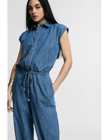 Lange jumpsuit met trekkoord en knopen aan de voorkant, alstublieft