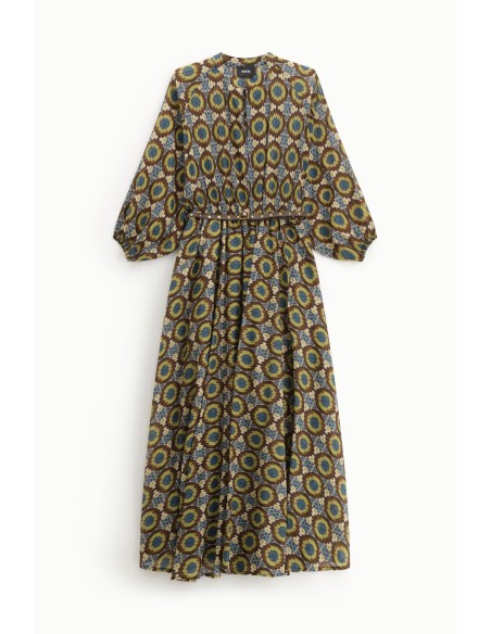 Lange jurk met geometrische print en ceintuur Dixie