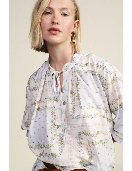 Wijde blouse met bloemenprint en strik van Dixie