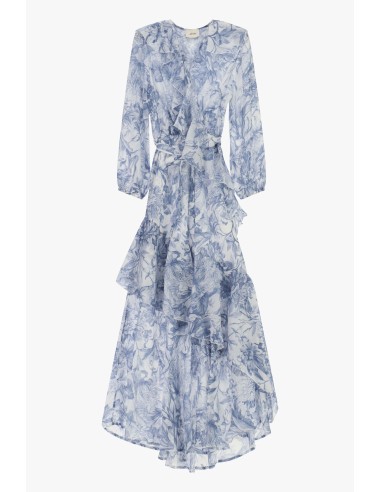Lange jurk met bloemenprint en asymmetrische ruches Dixie