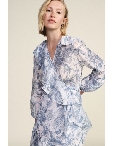 Lange jurk met bloemenprint en asymmetrische ruches Dixie