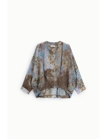 Ruime paisleyblouse met ronde hals Dixie