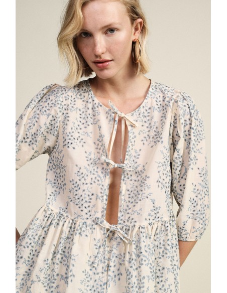 Dixie fantasieblouse met wijde mouwen en volant