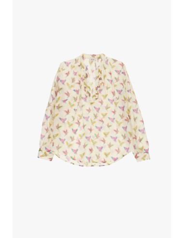 Dixie Fantasieblouse met volantkraag en lange mouwen