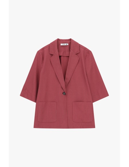 Gestreepte blazer met driekwartmouwen en knoopsluiting alstublieft
