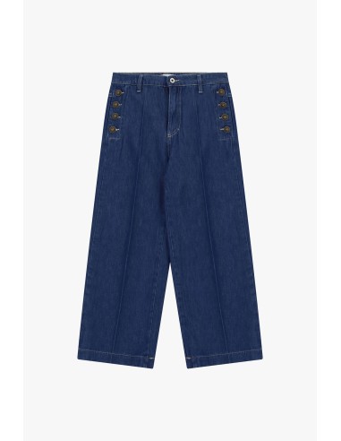 Wijde jeans met knopen aan de zijkant, alstublieft