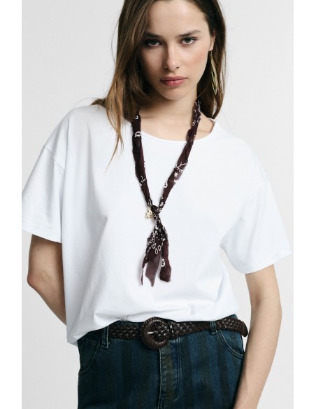 T-shirt met korte mouwen en sjaaldetails Please