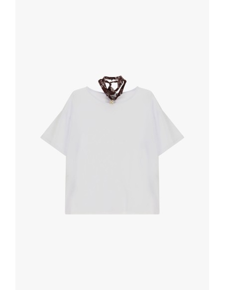 T-shirt met korte mouwen en sjaaldetails Please