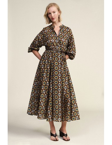 Lange jurk met geometrische print en ceintuur Dixie