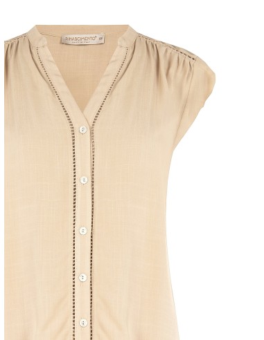 Ruimvallende en soepelvallende viscoseblouse met V-hals van Rinascimento