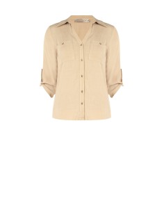 Oversized en soepel viscose shirt met V-hals en borstzakjes – Rinascimento