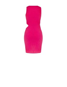Korte aansluitende jurk van gerimpeld lurex met cut-out aan de zijkant 2