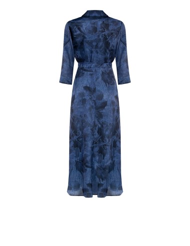 Lange overhemdjurk met denimlookprint en riem Rinascimento