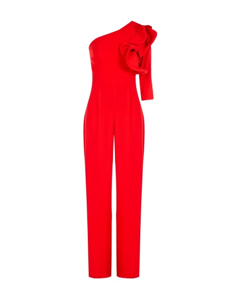 Vloeiende palazzo-jumpsuit met gestructureerde volantmouwen van Rinascimento