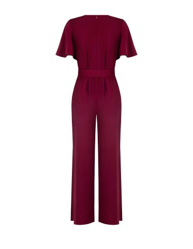 Jumpsuit van soepelvallende stof met bijpassende stevige riem en overslaghals, Rinascimento
