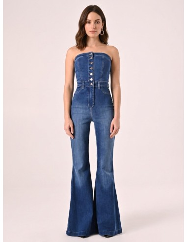 Denim jumpsuit met wijde pijpen van Rinascimento