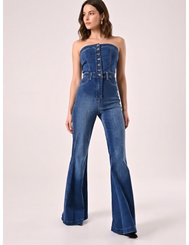 Denim jumpsuit met wijde pijpen van Rinascimento