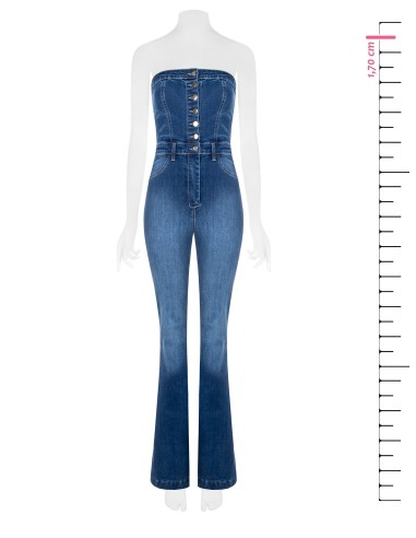 Denim jumpsuit met wijde pijpen van Rinascimento