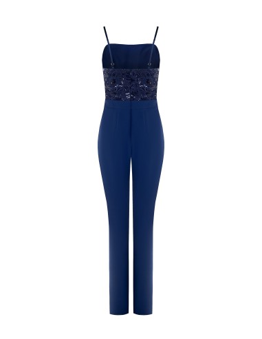 Rechte jumpsuit van bi-stretchstof met lijfje met borduursels en pailletten Rinascimento