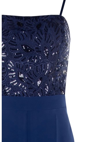 Rechte jumpsuit van bi-stretchstof met lijfje met borduursels en pailletten Rinascimento