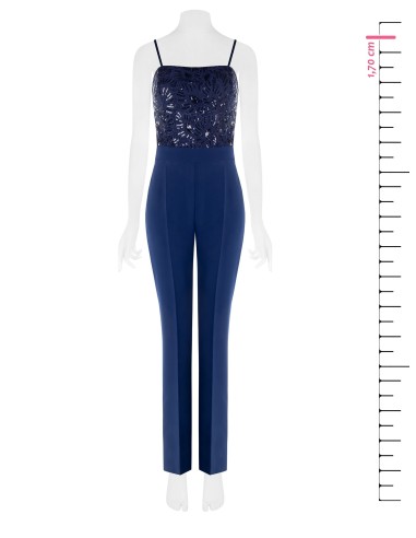 Rechte jumpsuit van bi-stretchstof met lijfje met borduursels en pailletten Rinascimento