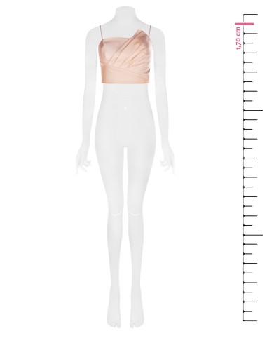 Korset-crop top van iriserende viscose met renaissancecups