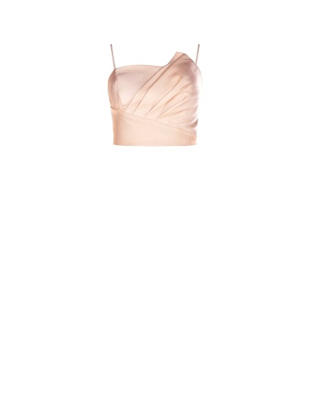 Korset-crop top van iriserende viscose met renaissancecups