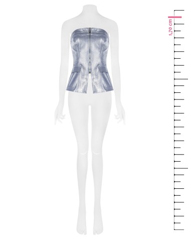 Denim corsettop met laminaatfinish Rinascimento