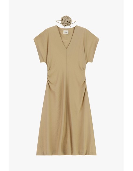 Midi-jurk met zijwaartse drapering en V-hals Dixie