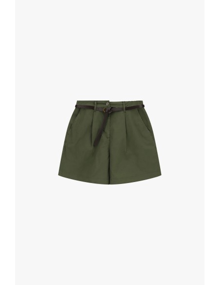 Dixie shorts met normale pasvorm, plooien en smalle tailleband