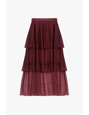 Dixie midi-rok met ruches en transparante lagen