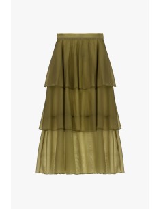 Dixie midi-rok met ruches en transparante lagen