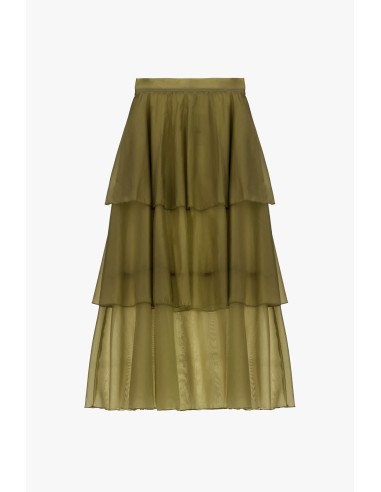 Dixie midi-rok met ruches en transparante lagen