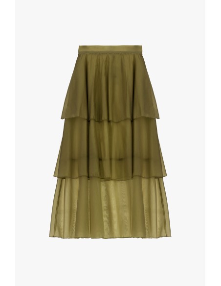 Dixie midi-rok met ruches en transparante lagen