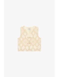 Kort geborduurd gilet met knoopsluiting Dixie 2