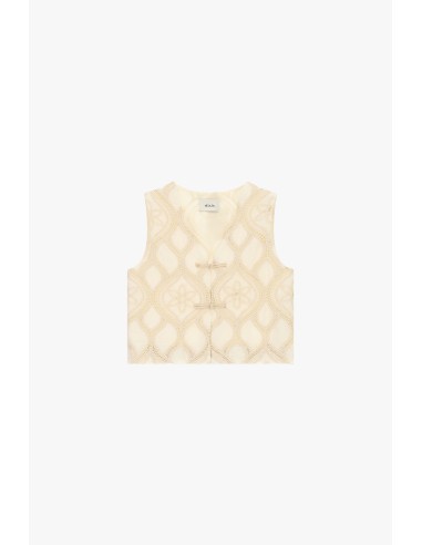 Kort geborduurd gilet met knoopsluiting Dixie