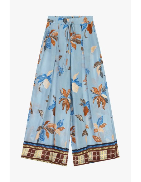 Dixie Palazzo-broek met fantasieprint, hoge taille en trekkoord