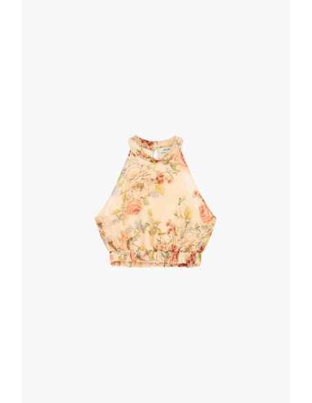 Cropped top met bloemenprint en elastiek Dixie