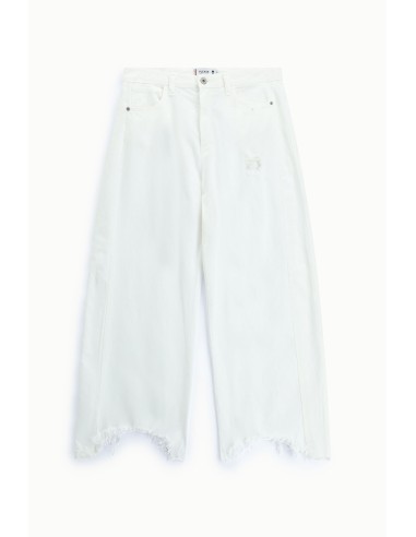 Palazzo-broek met hoge taille en rafelige zoom alsjeblieft