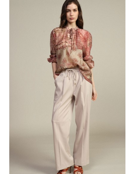 Dixie Palazzo-broek met elastische taille en plooien
